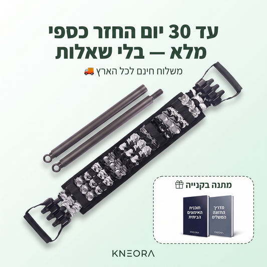 ערכת KNEORA HomeGym — מוט, 6 גומיות ועד 90 ק״ג התנגדות